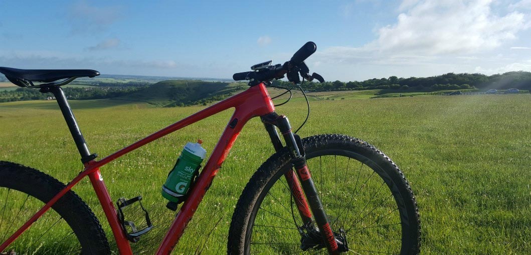 Profile shot of a bike with a nice landscape